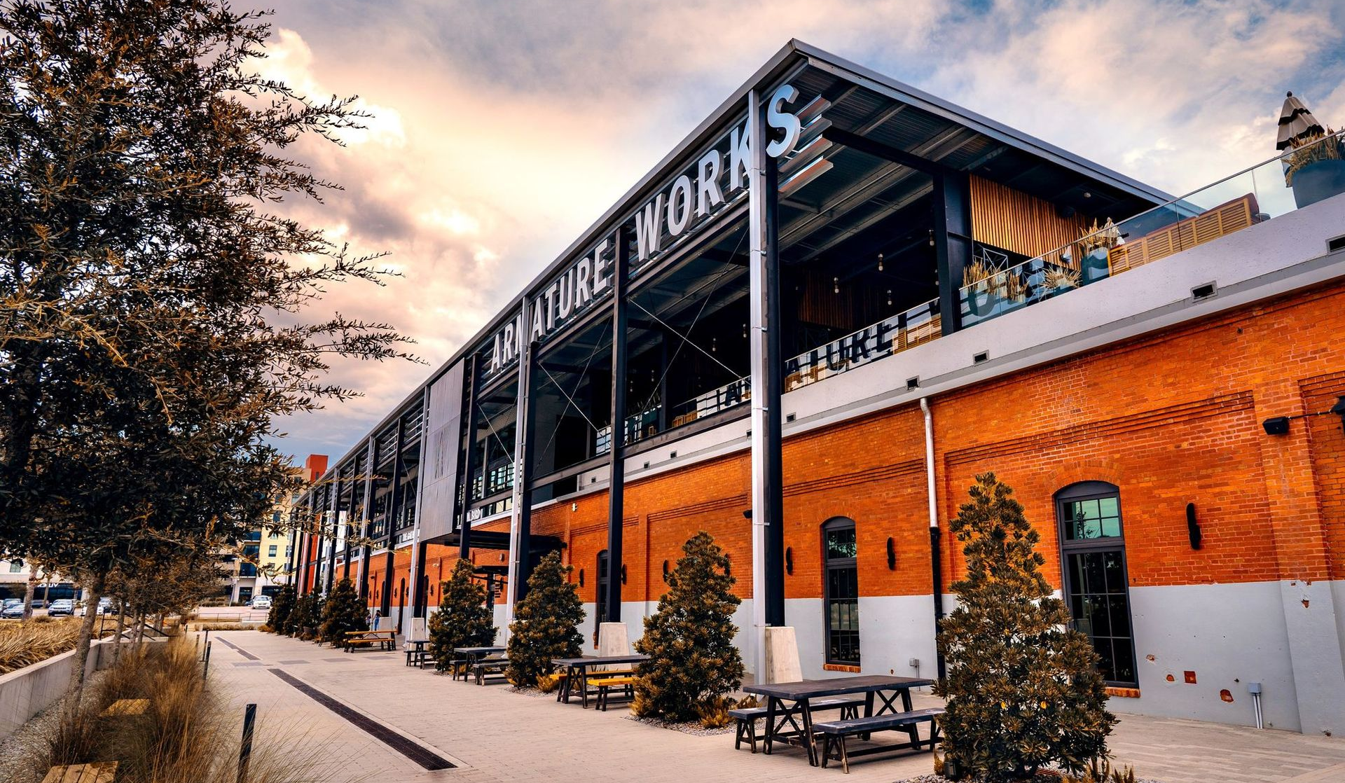 Brick building with the words