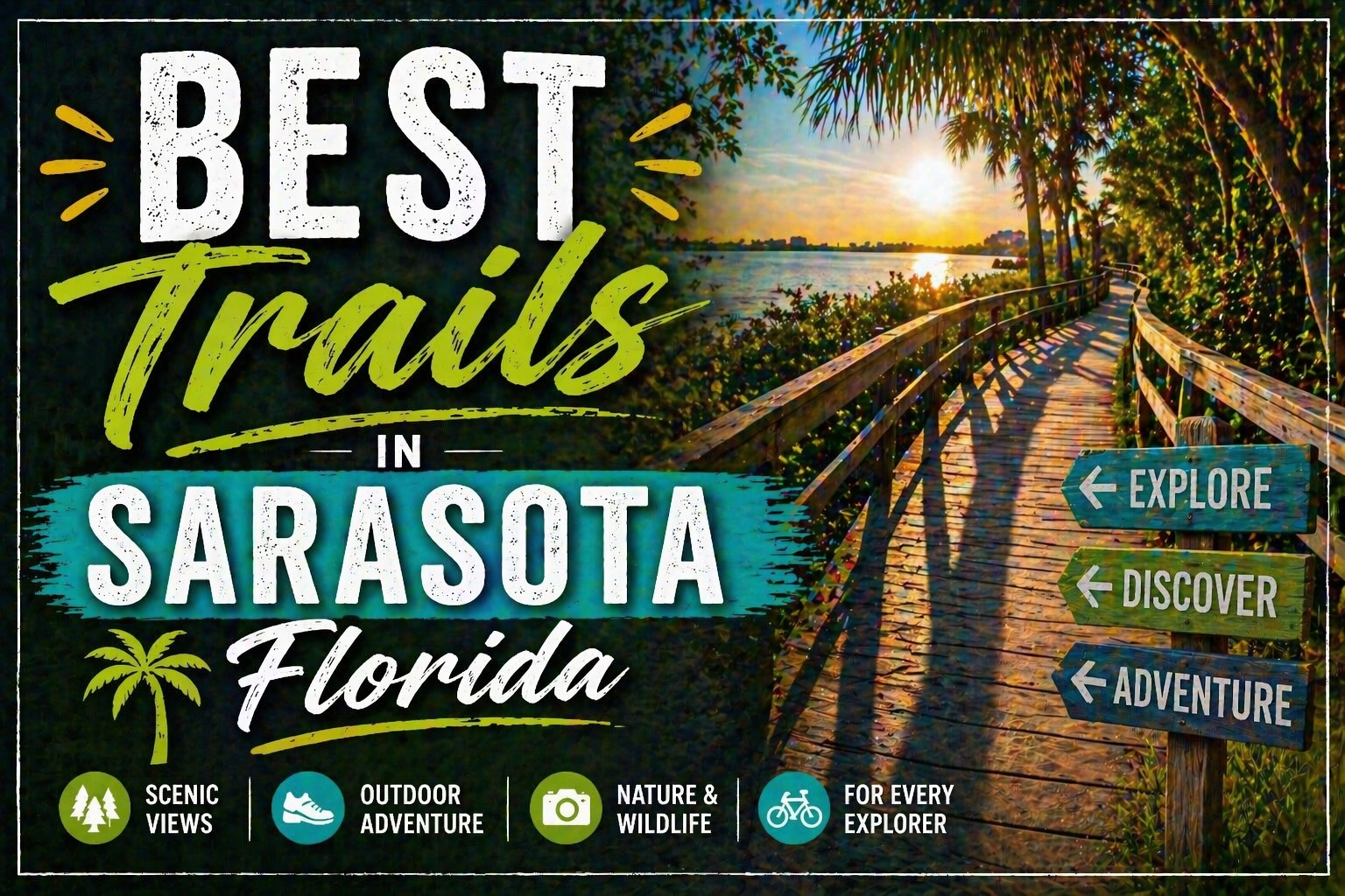 An asphalt road winds through a sunny, lush forest with tall pine trees under a clear blue sky.