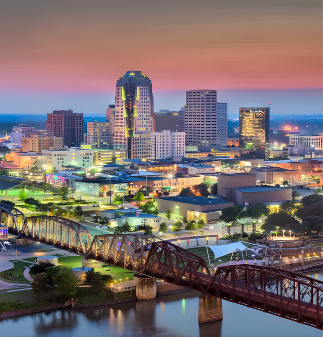 Oklahoma City skyline with the Oklahoma River visible