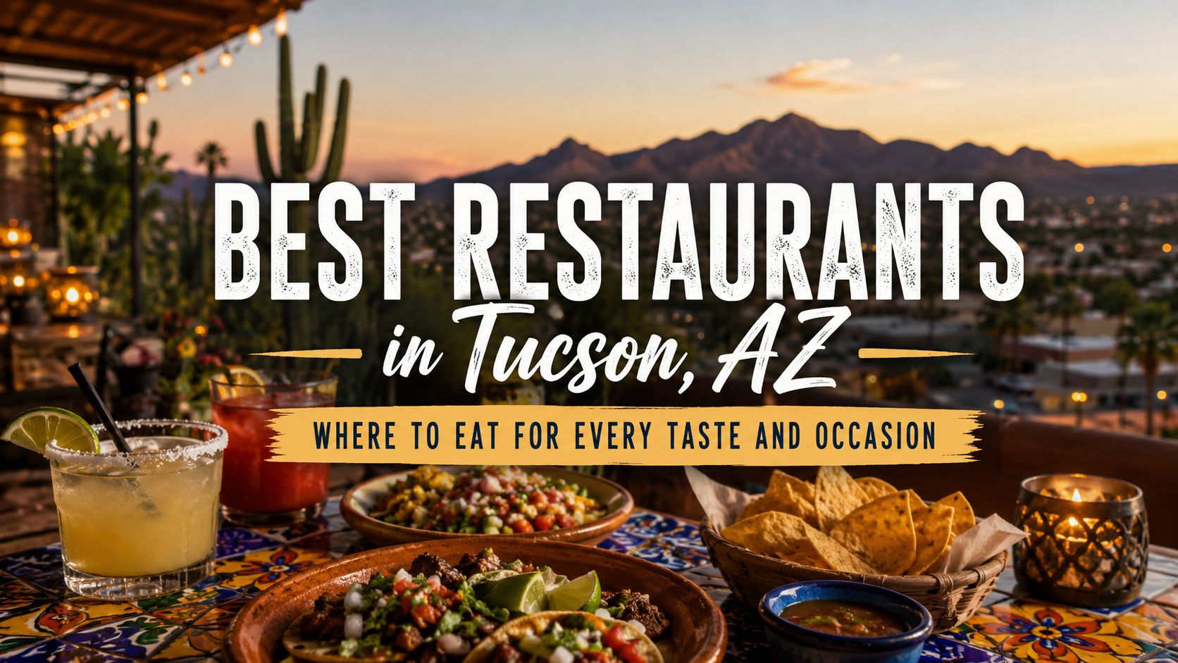 Best restaurants in Tucson, AZ, with sunset dining and plated dishes on a patio