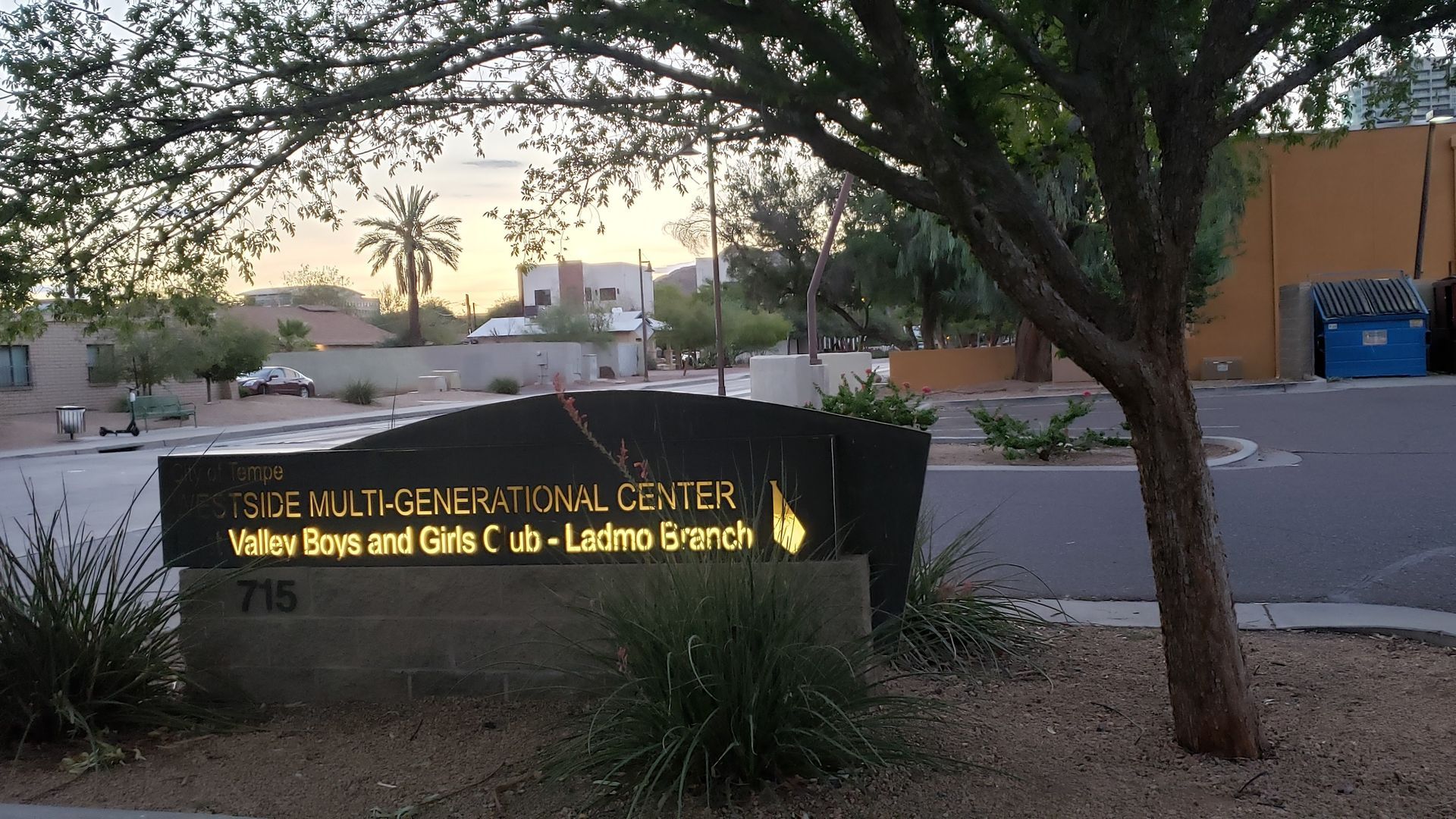 Sign for the Lakeside Multi-Generational Center, Boys & Girls Club, Latino Branch.