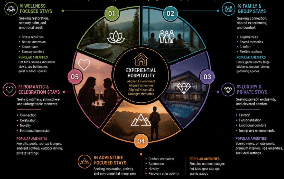 Circular digital marketing infographic with 5 colored segments and small icons on a dark background