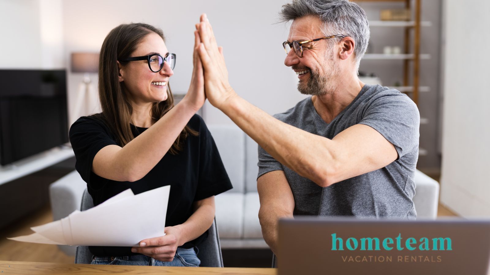 Couple taking care of their taxes on their vacation rentals