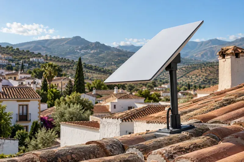 Antena Starlink instalada en exterior
