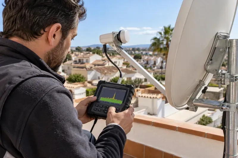 Medición para orientar una antena parabólica