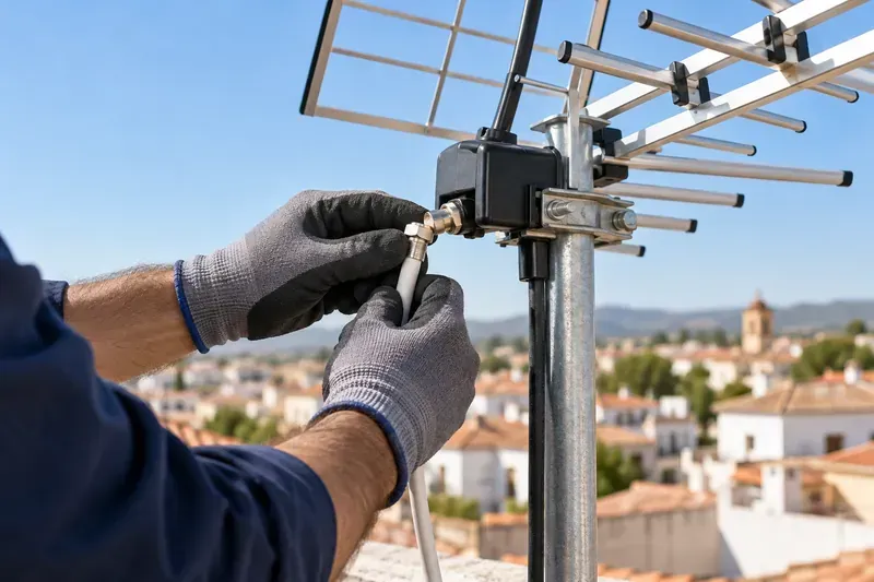 Revisión de conexiones de una antena en Cabanillas del Campo
