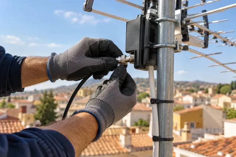 Revisión de conexiones de una antena en Pioz
