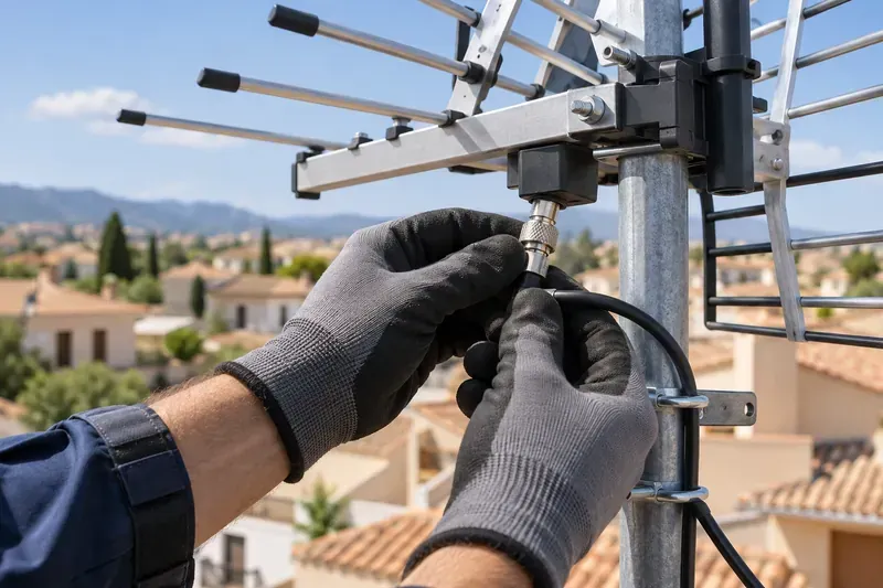 Revisión de conexiones de una antena en Sigüenza