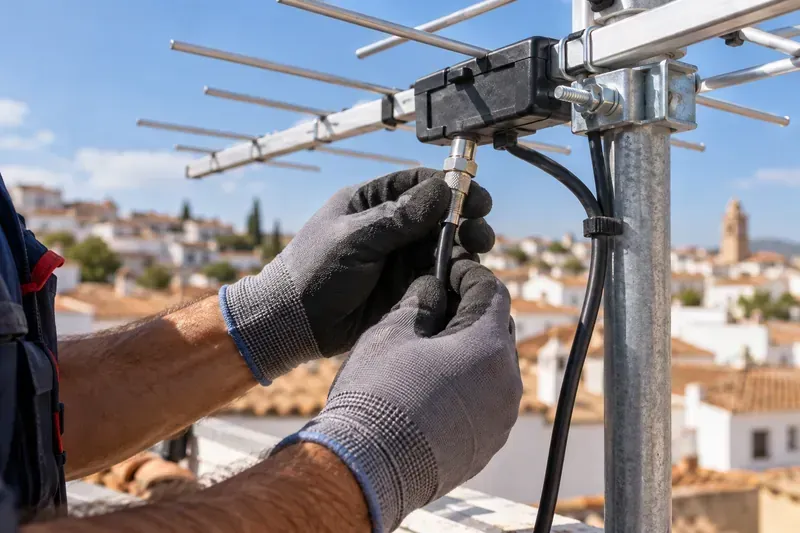 Revisión de conexiones de una antena en Yebes