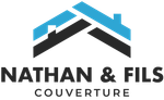 Logo Nathan & Fils Couverture avec icône de toit bleu et noir et texte noir gras