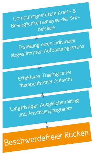 Ein Flussdiagramm, das die Schritte eines Therapieprogramms zeigt