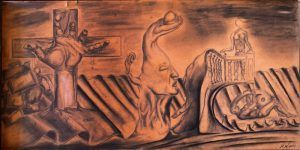 Obra de arte oscura y abstracta 