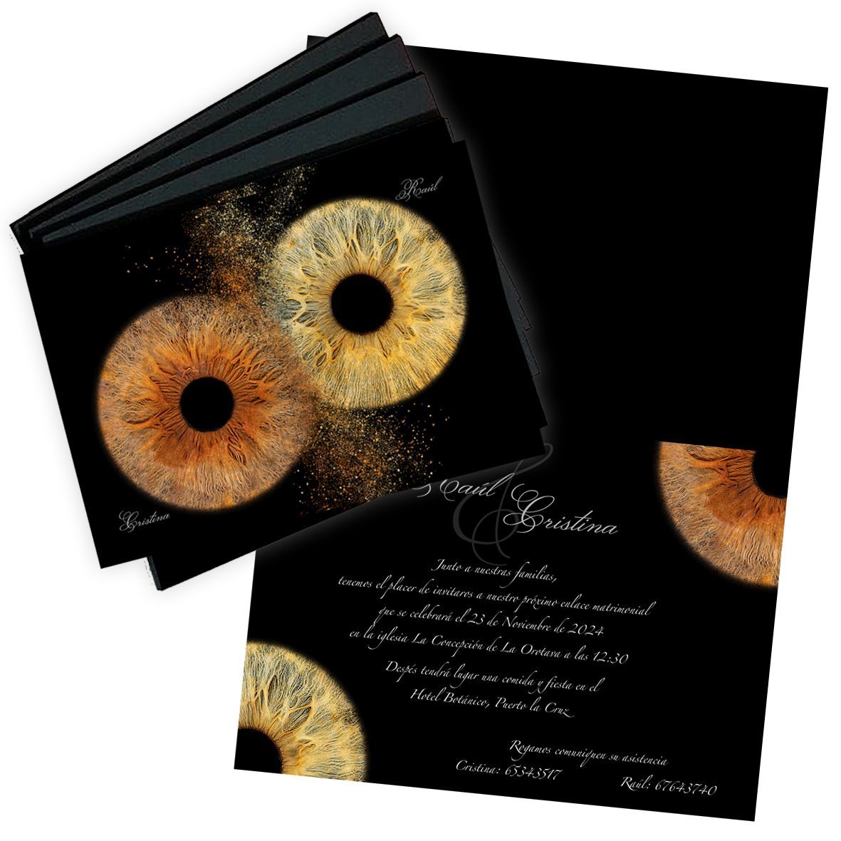 invitaciones de boda con fotografía de iris