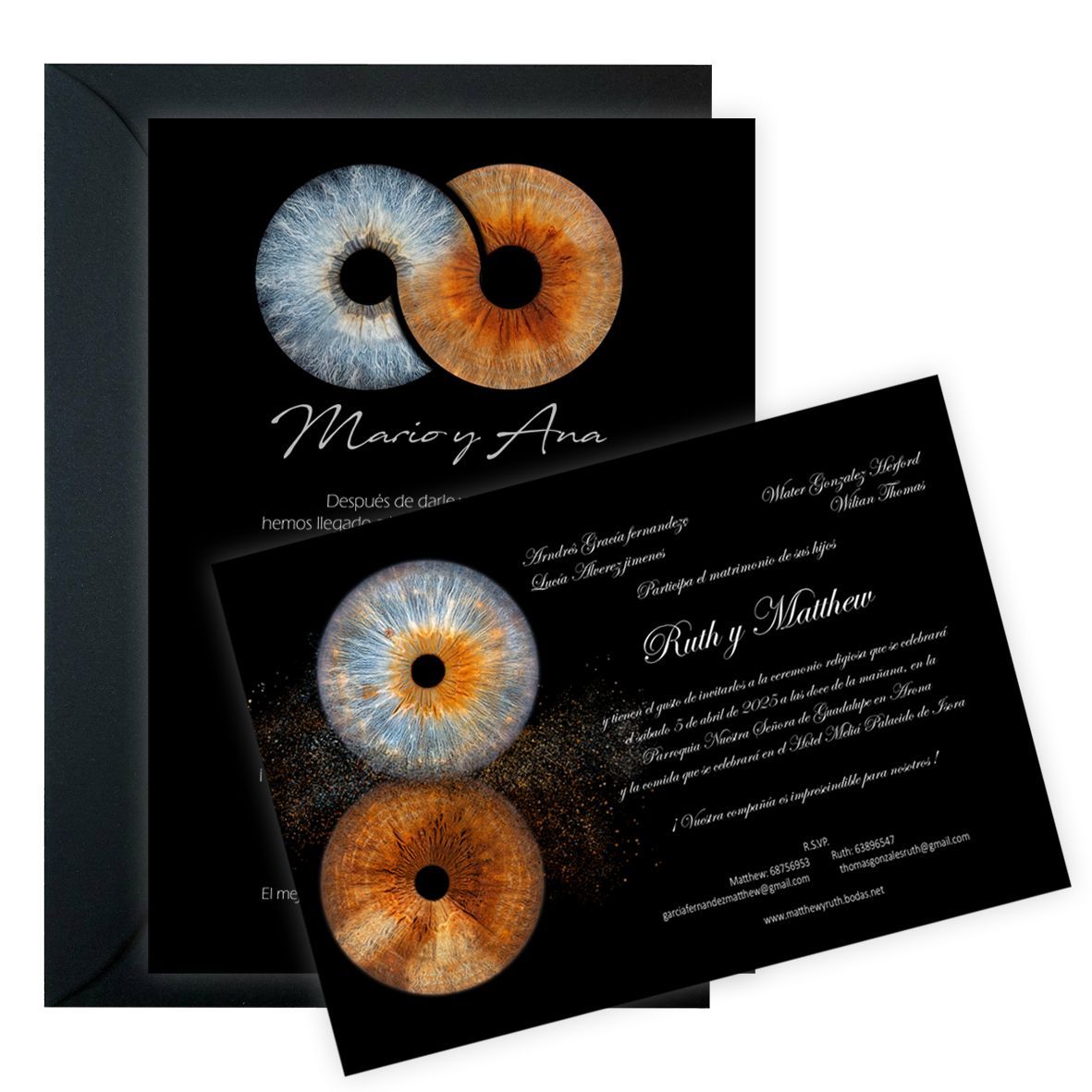 invitaciones de boda con fotografía de iris