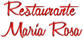 Texto estilizado de color rojo que dice "Restaurante Mar&iacute;a Rosa" sobre un fondo liso.