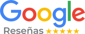 Logotipo de Google Reviews con cinco estrellas doradas.