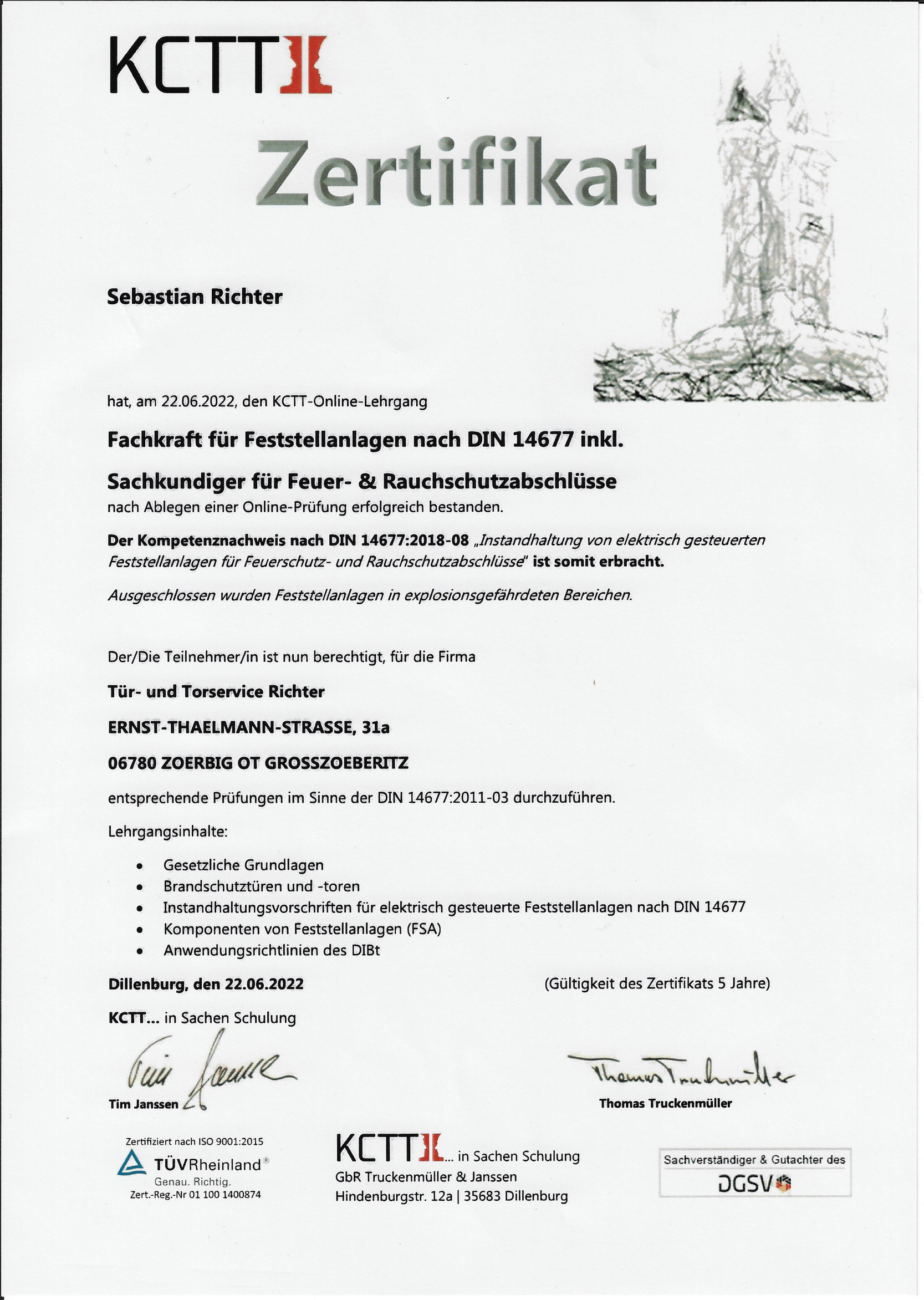 Zertifikat ITS Richter