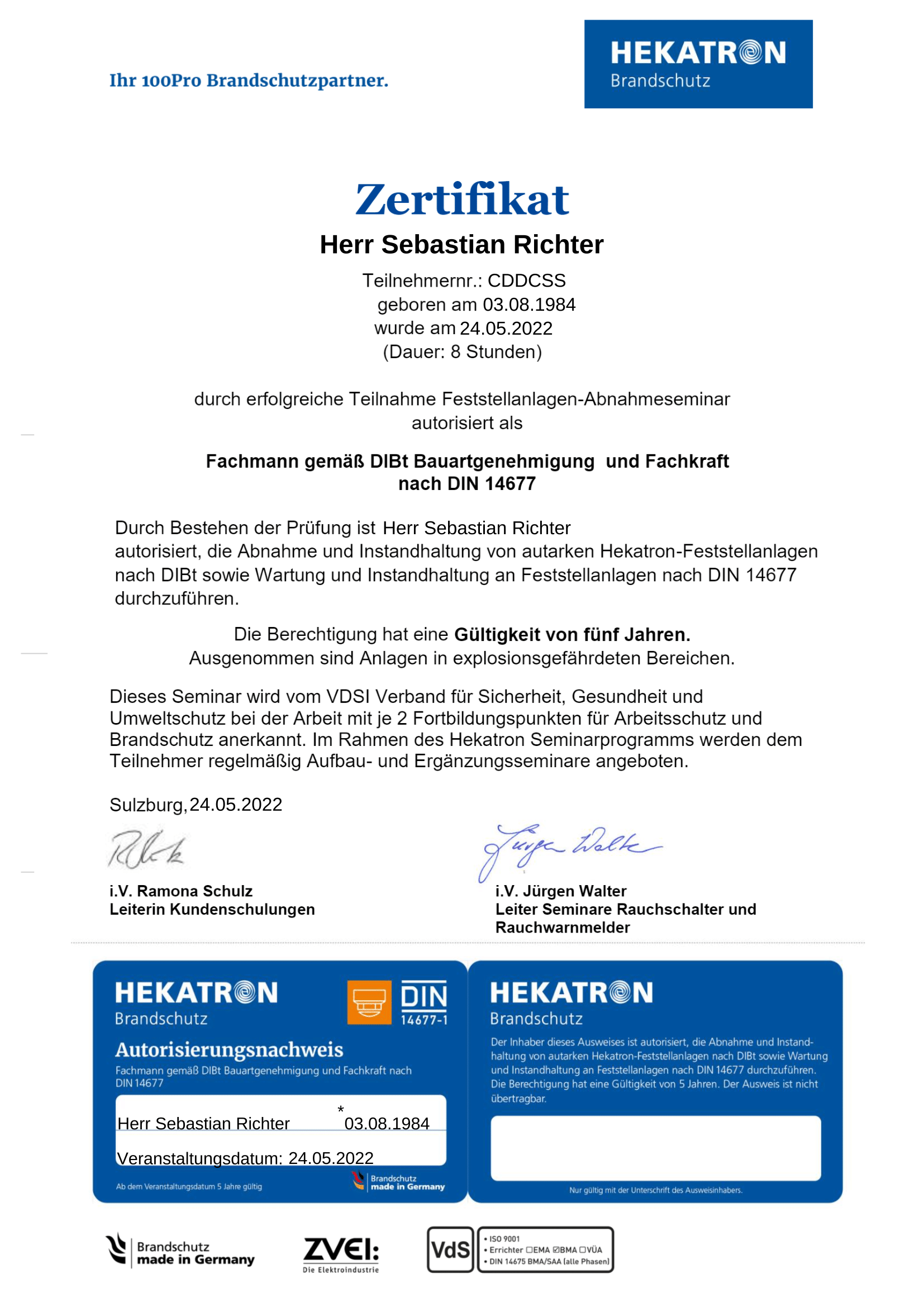 Zertifikat ITS Richter