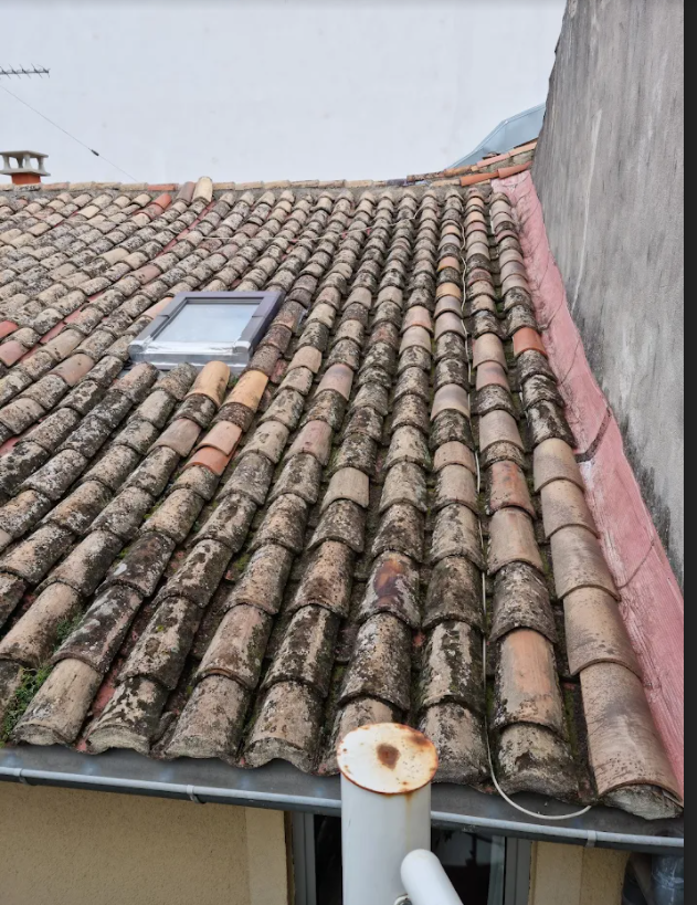 Toit en tuile sale avant un démoussage
