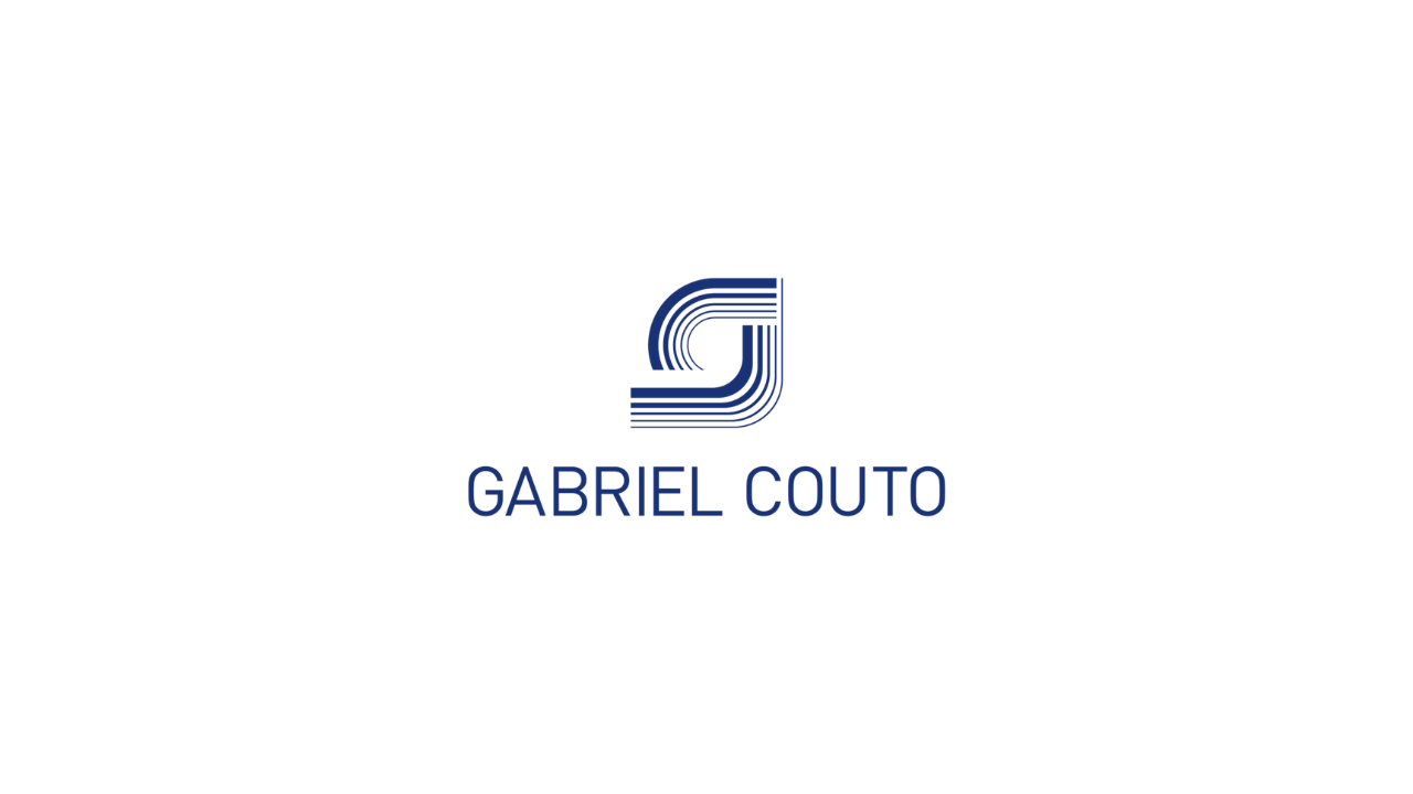 Logotipo de gabriel couto é mostrado em fundo branco