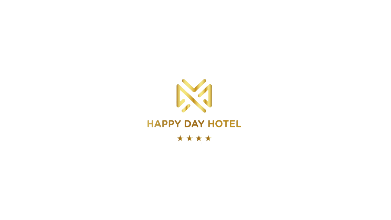 Um logotipo para um hotel chamado happy day hotel