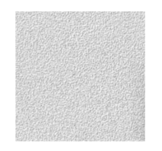Um pedaço quadrado de papel branco com textura granulada sobre fundo branco.