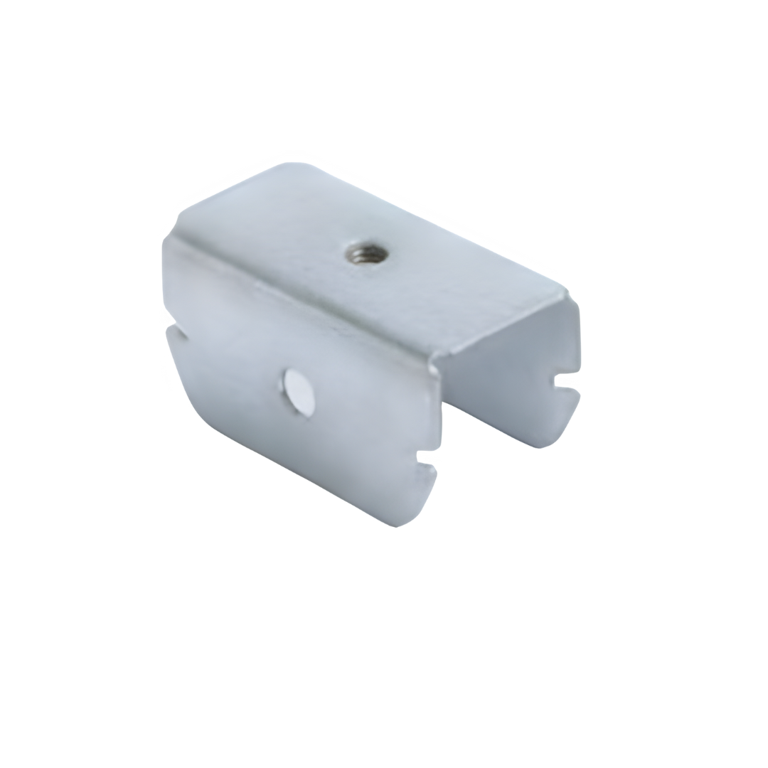 Um suporte de metal com um buraco no meio sobre um fundo branco