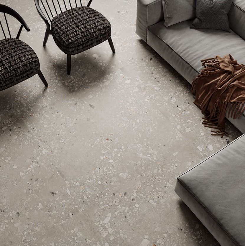 Carrelage effet béton dans un salon