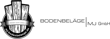 Logo mit drei Holzbrettern und dem Text „BODENBELÄGE | MJ GmbH“.