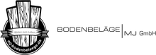 Logo mit drei Holzbrettern und dem Text „BODENBELÄGE | MJ GmbH“.