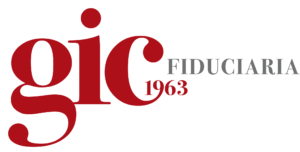 Logo rosso e grigio “gic fiduciaría 1963” su sfondo bianco.