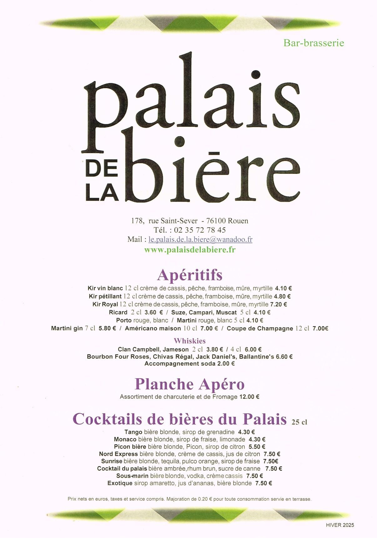 Carte Hiver page 1 - Apéritifs