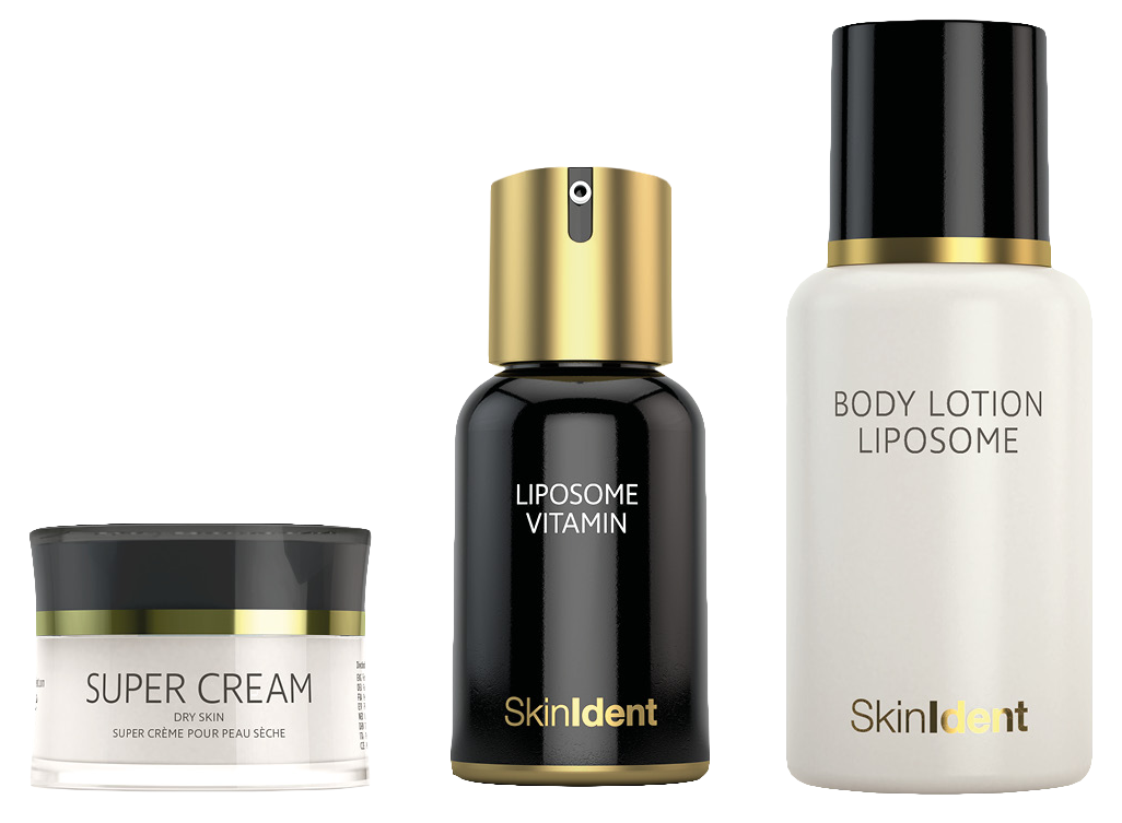 SkinIdent Anti-Aging Produkt-Paket: Super Cream, Liposome Vitamine und Body Lotion Liposome