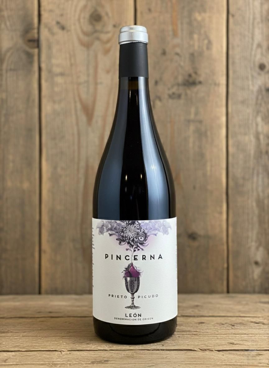 Botella de vino tinto, etiqueta 