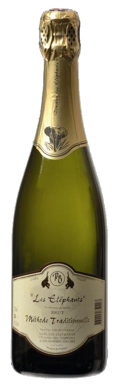 Présentation d'une bouteille de blanc pétillant de leur production.