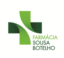 Logotipo da farm&aacute;cia em forma de cruz verde com os dizeres "Farm&aacute;cia Sousa Botelho" em texto verde.