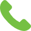 Green icon of a telephone receiver.