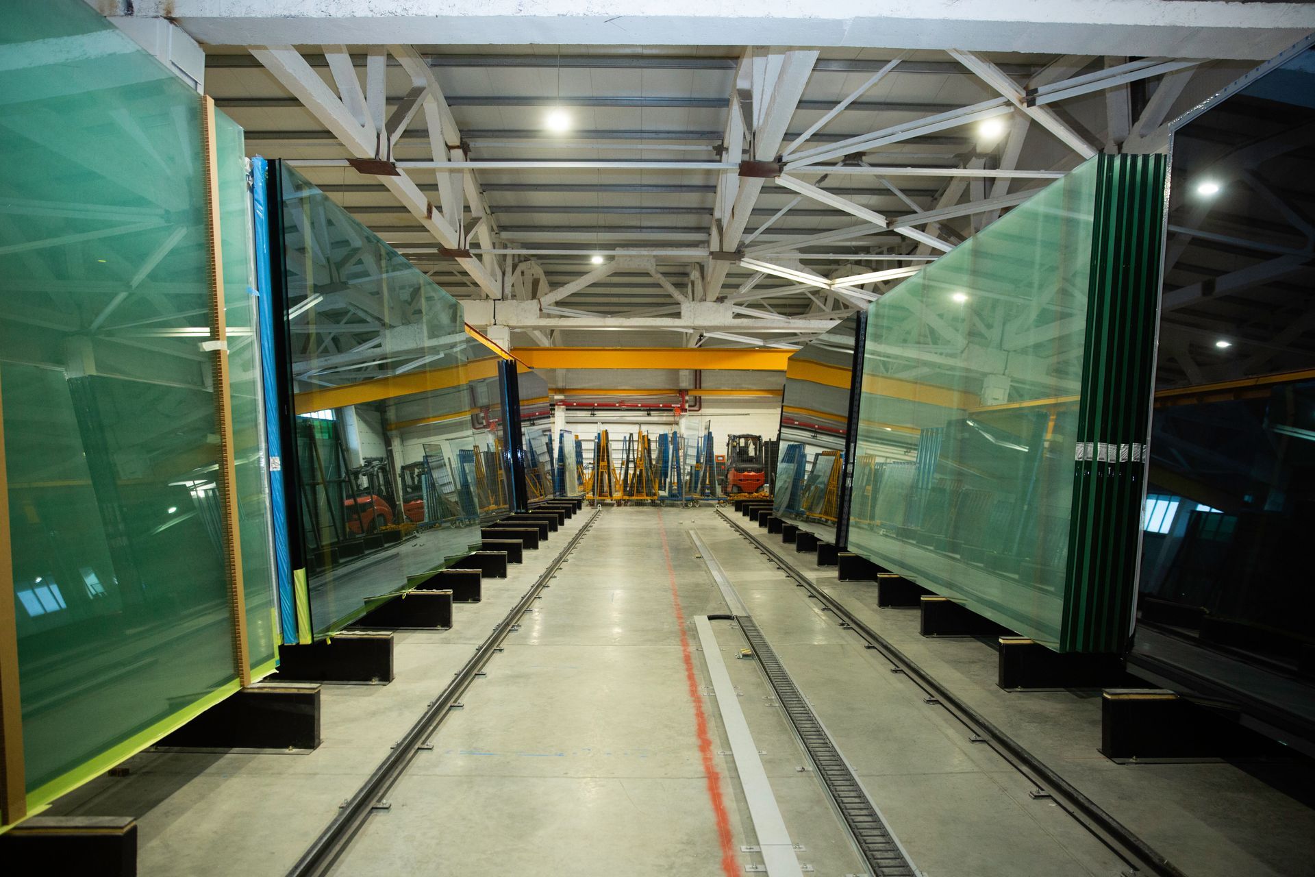 Plaques de verre stockées