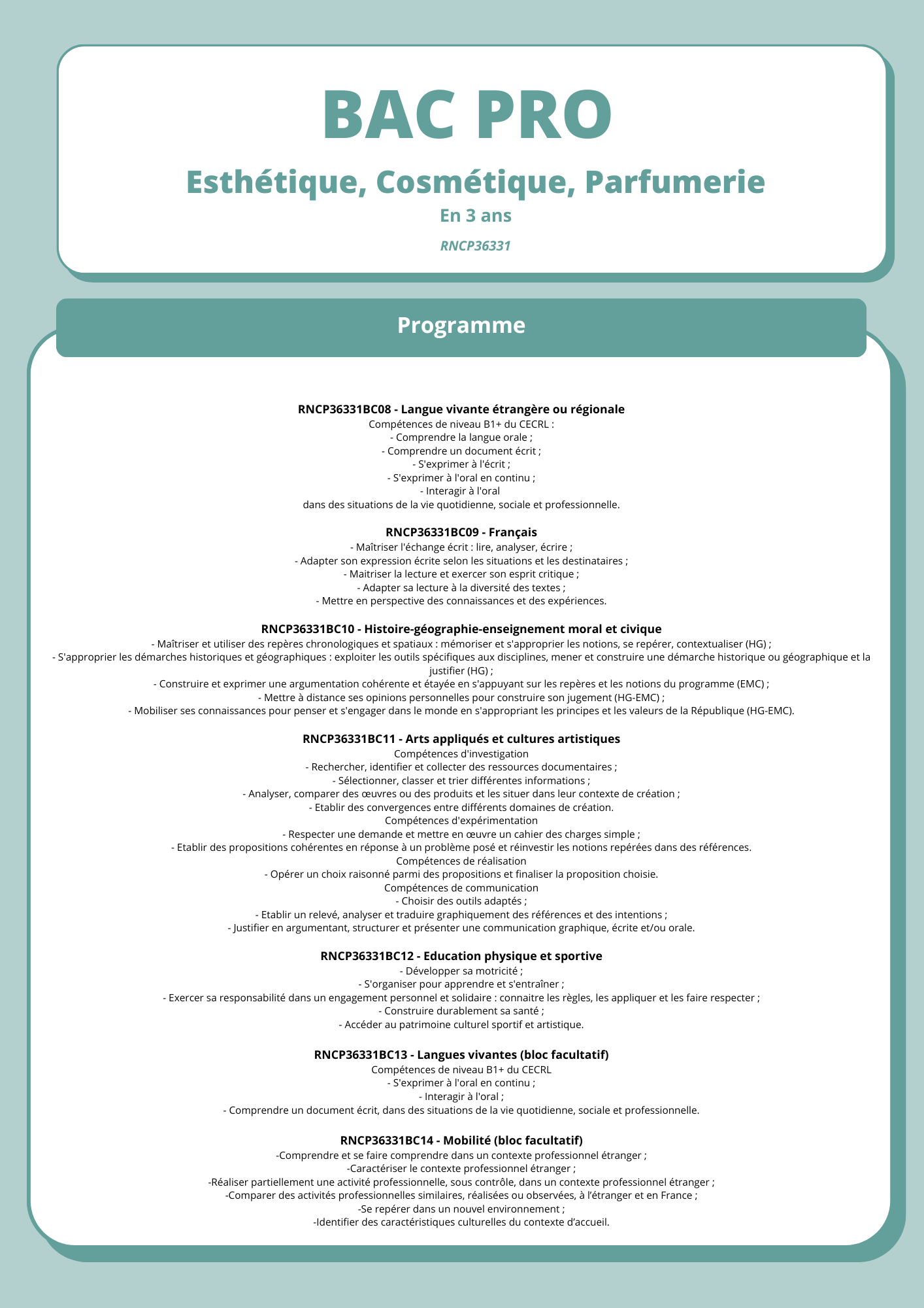 Couverture du document BAC PRO