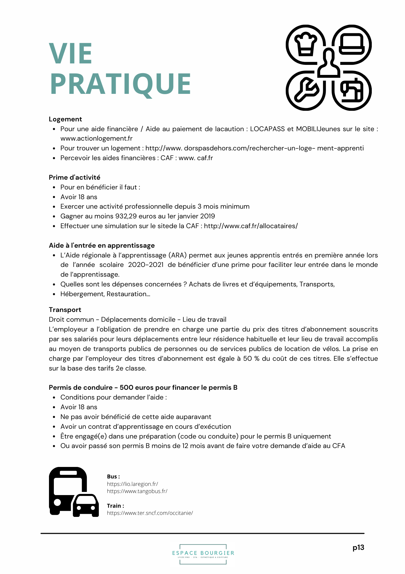 Dépliant  intitulé VIE PRATIQUE