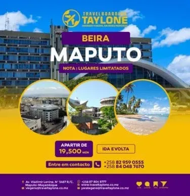 Um anúncio de viagem para beira maputo no brasil
