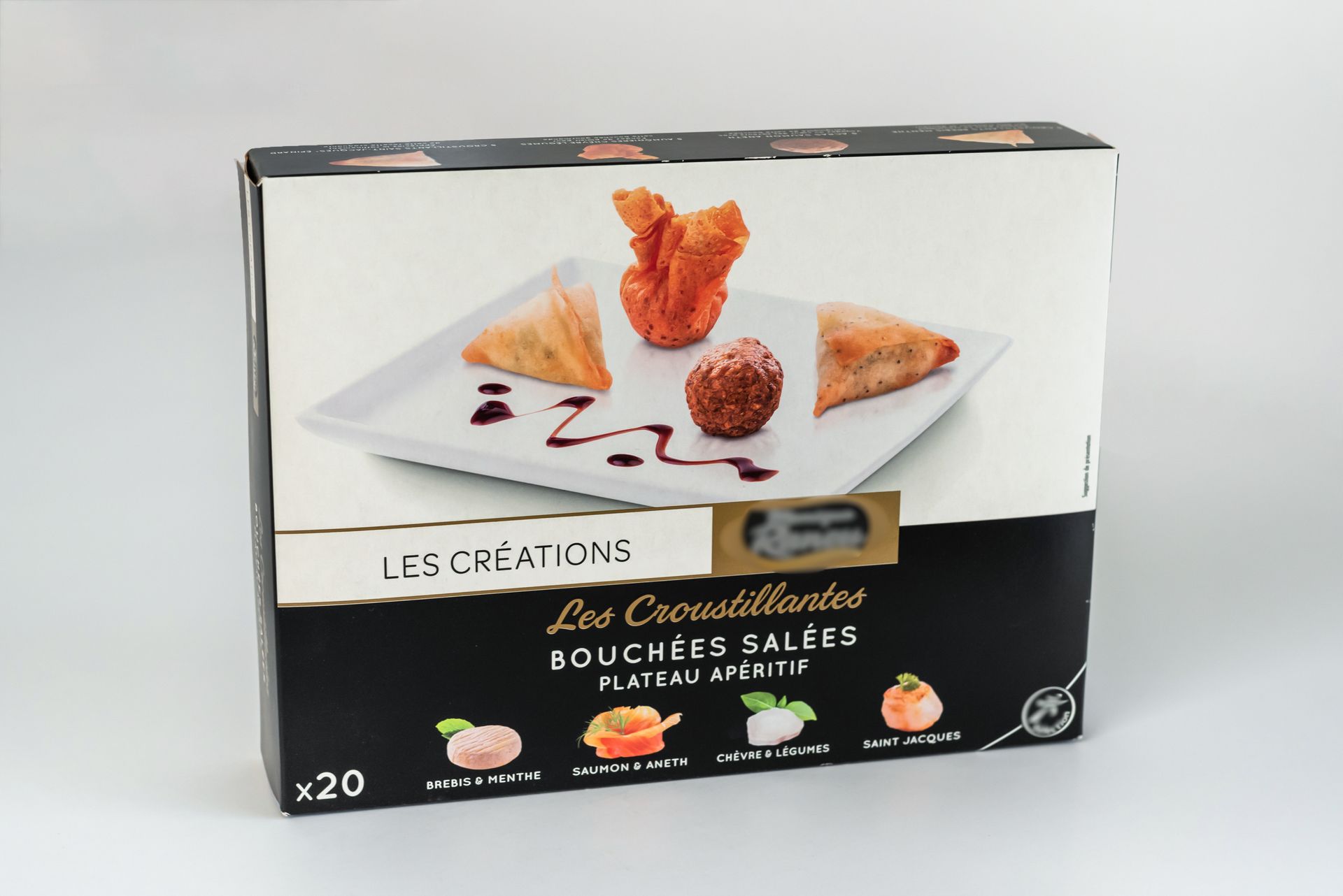 Emballage en carton pour des bouchées salées