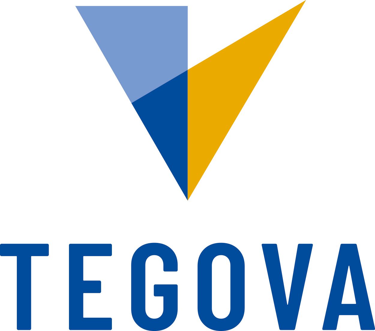 Ein blau-gelbes Logo für die Firma Tegova