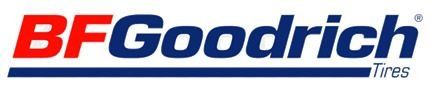 El logotipo de los neumáticos bfgoodrich es rojo y azul.