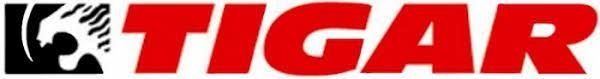 Un logotipo rojo y negro de Tigar sobre un fondo blanco.