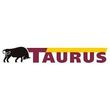 Un logotipo de Tauro con un toro sobre un fondo blanco.