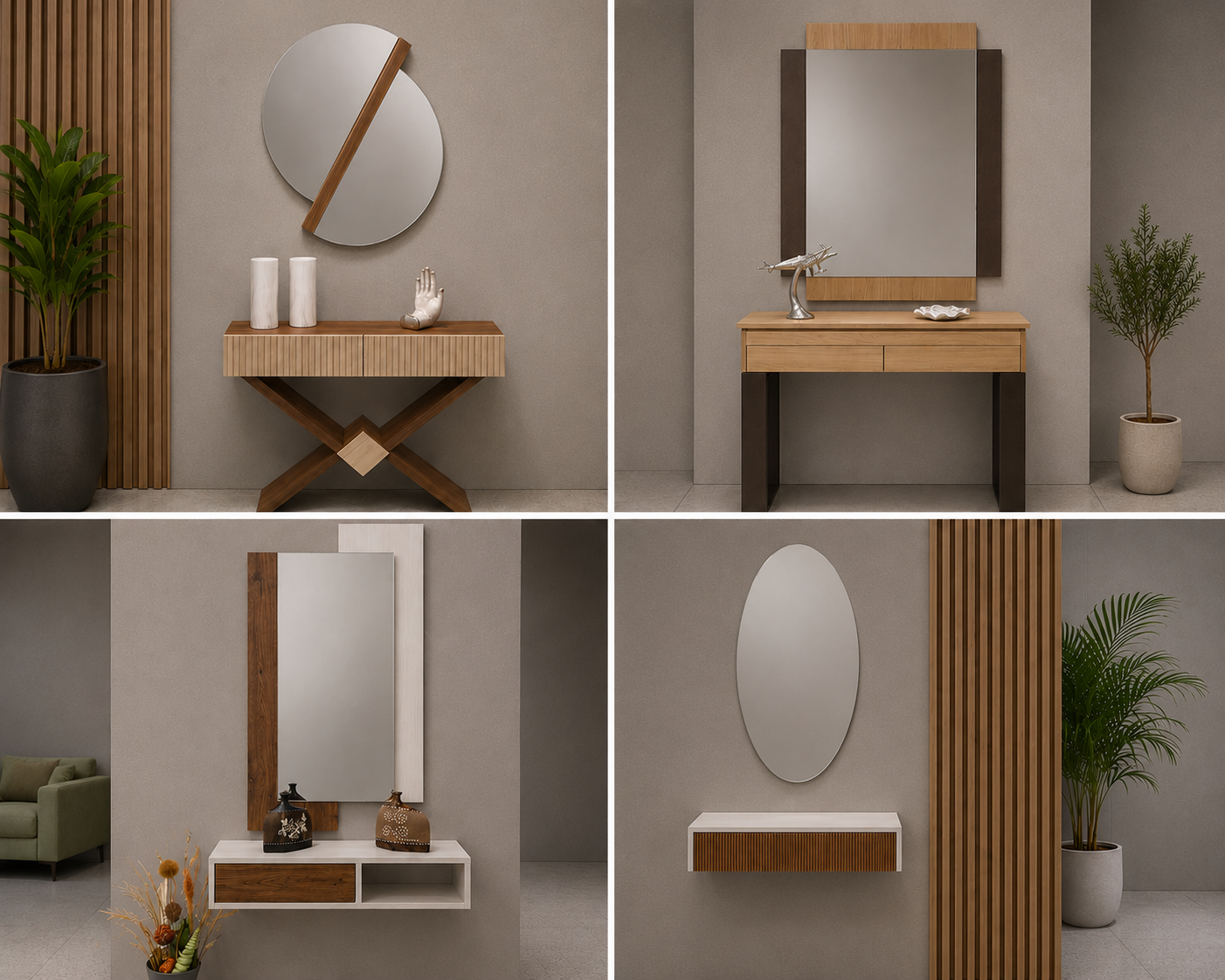Sillón curvo blanco con base de madera en un acogedor dormitorio junto a la cama y la mesita de noche.