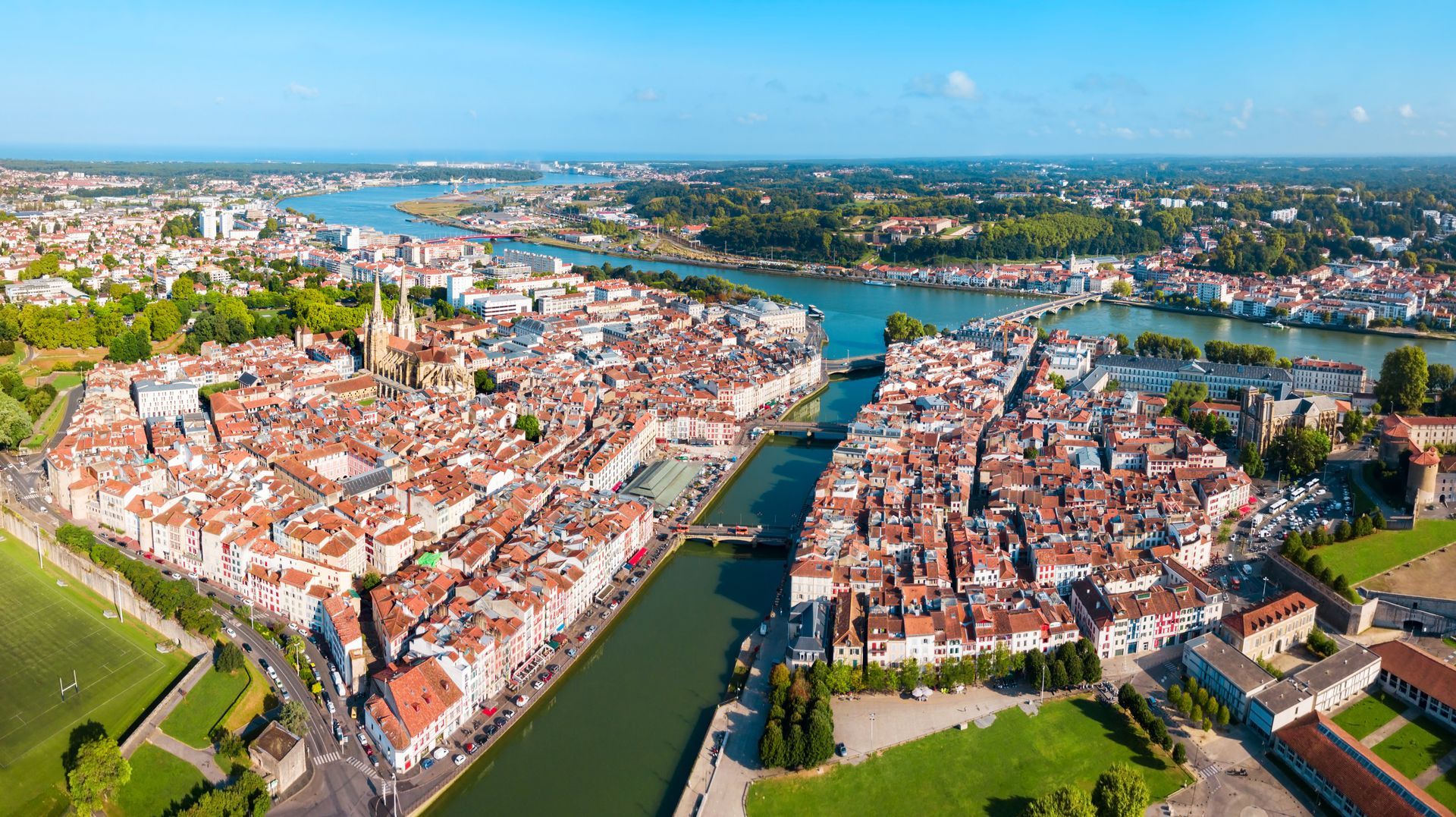 Prise de vue aérienne de Bayonne