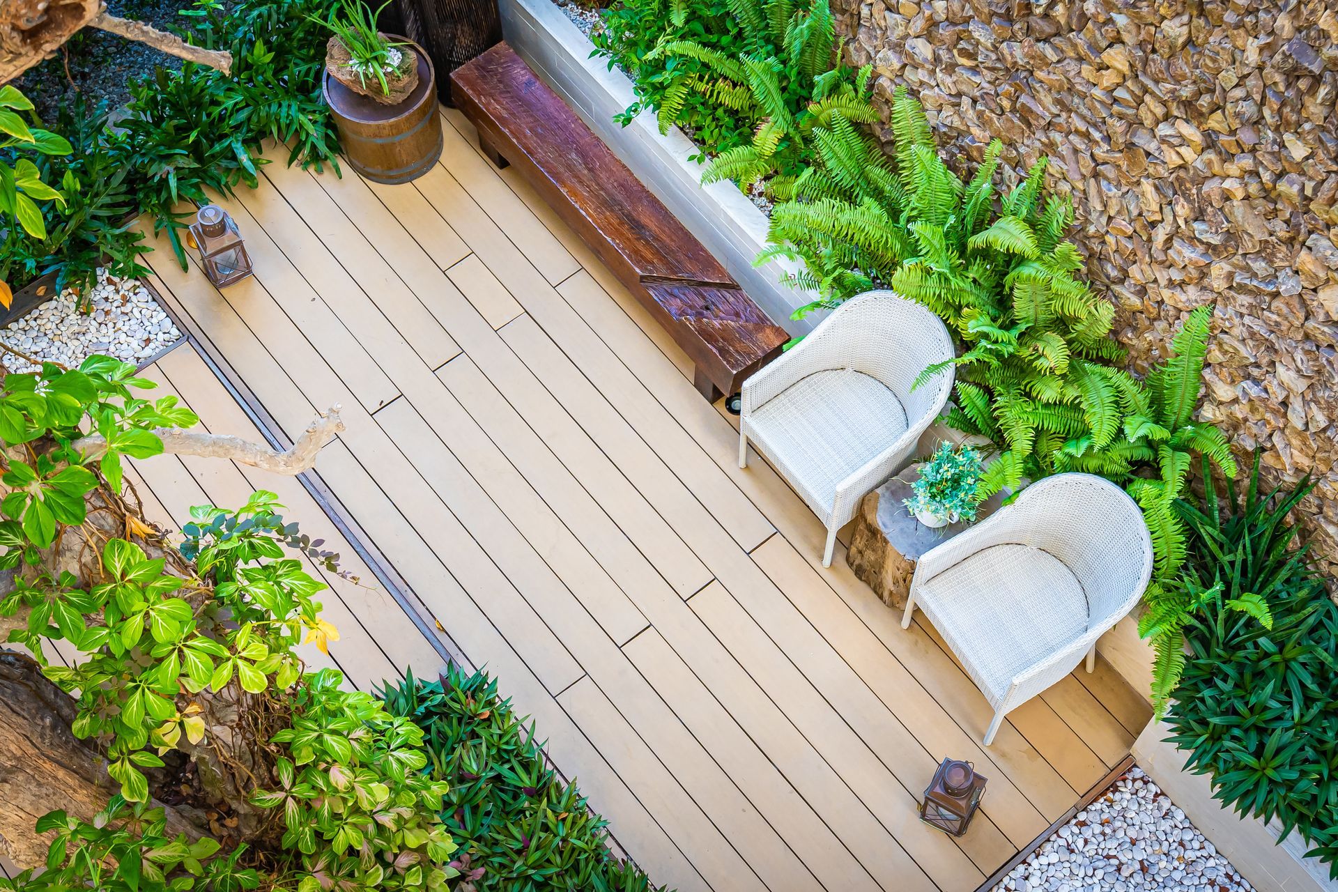 Vue zénithale sur terrasse