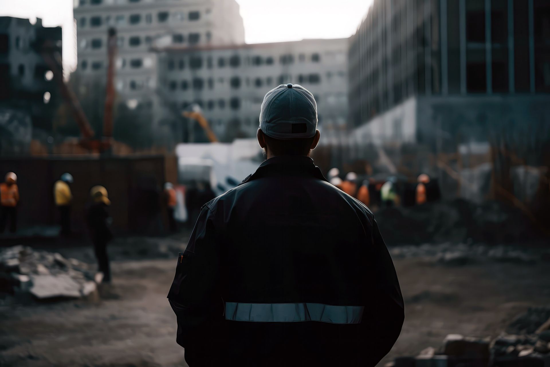 Agent de sécurité sur un chantier.